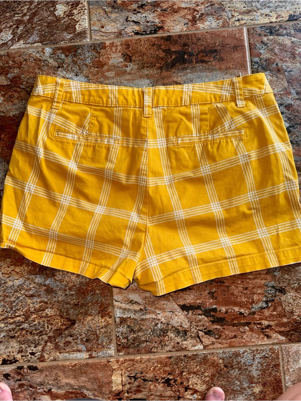 a new day Yellow Plaid Cotton Blend Jean Shorts - Picture 2 of 5